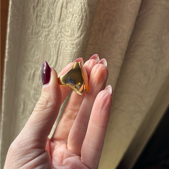 14K Gold Cameo Ring Carved Shell Athena or Roman Soldier size 7.25 - Picture 8 of 16